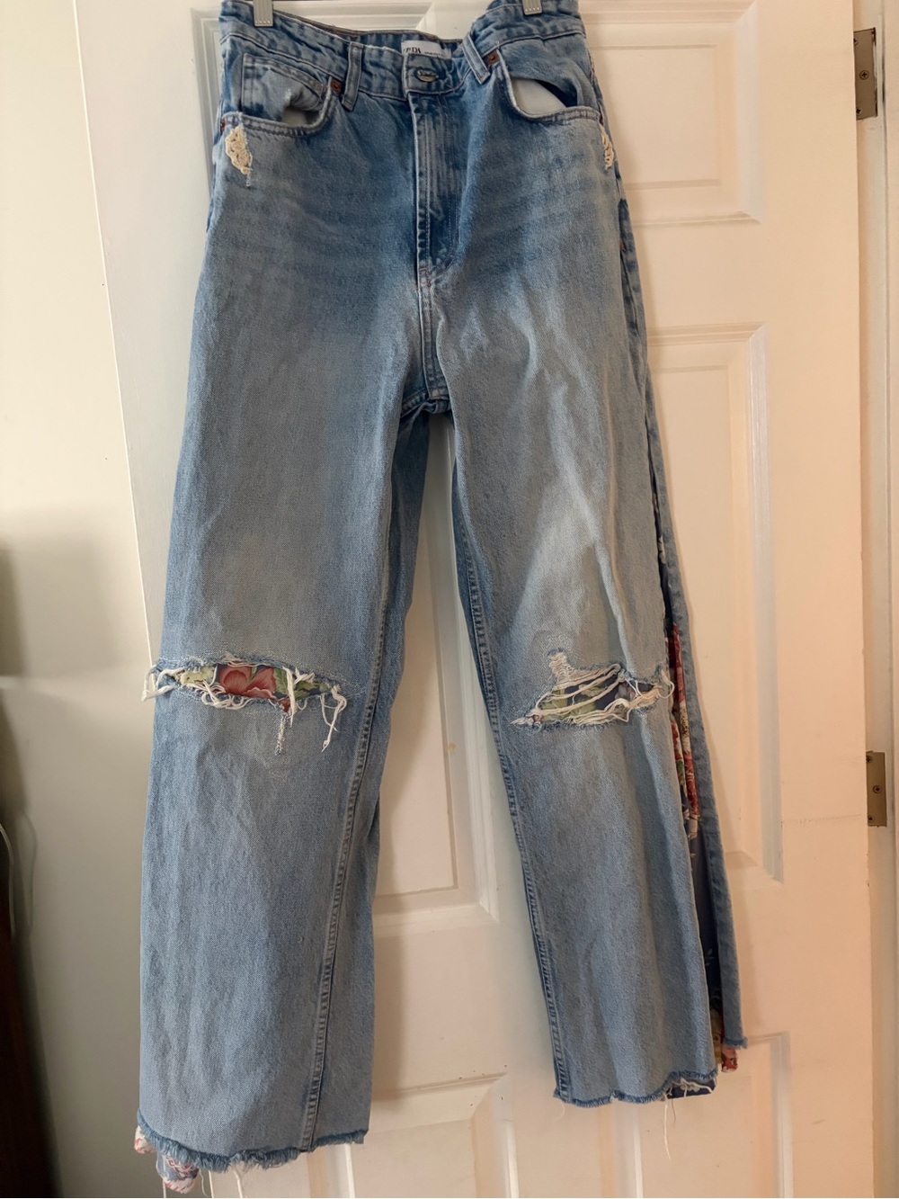 Upcycled Blue Distressed Women's Jeans